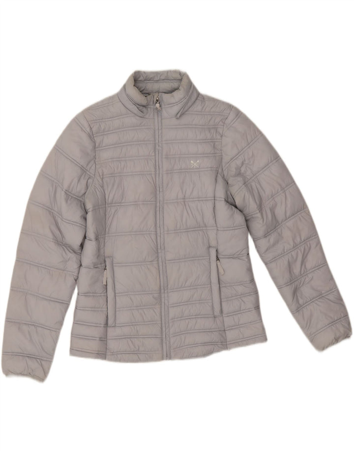 Crew Clothing Womens Padded Jacket UK 12 Medium Grey Nylon