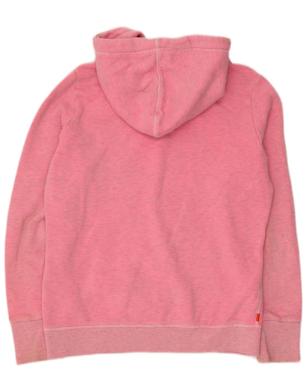 Superdry Womens Graphic Hoodie Jumper UK 16 Large Pink Flecked Cotton