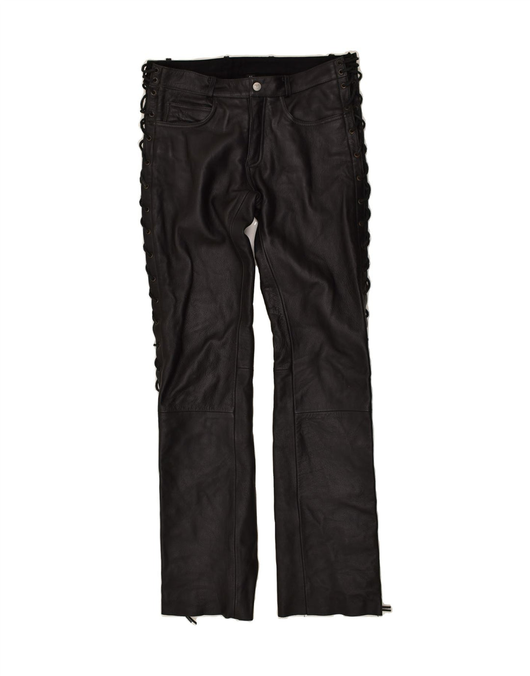 HIGHWAY 1 Womens Leather Casual Trousers W34 L35 Black Leather