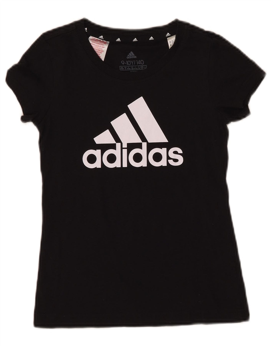 ADIDAS Boys Graphic T-Shirt Top 9-10 Years Black Cotton