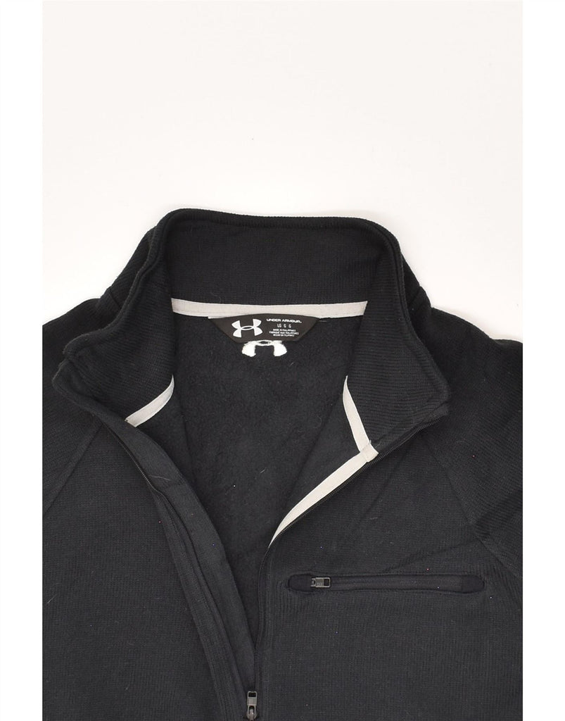 UNDER ARMOUR Mens Zip Neck Sweatshirt Jumper Large Black Polyester Vintage Under Armour and Second-Hand Under Armour from Messina Hembry 