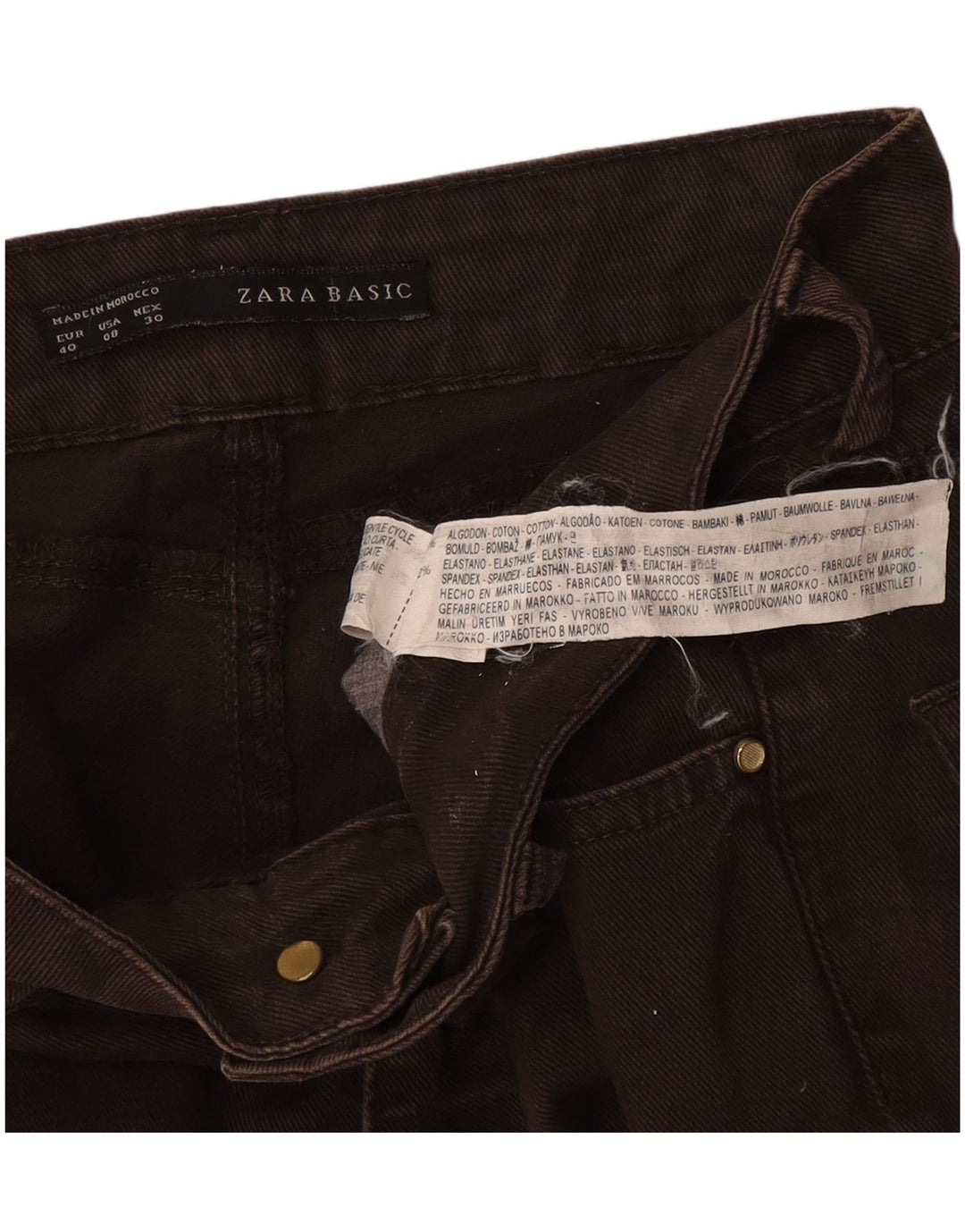Zara Mens Slim Jeans EU 40 Medium W30 L28 Brown Cotton