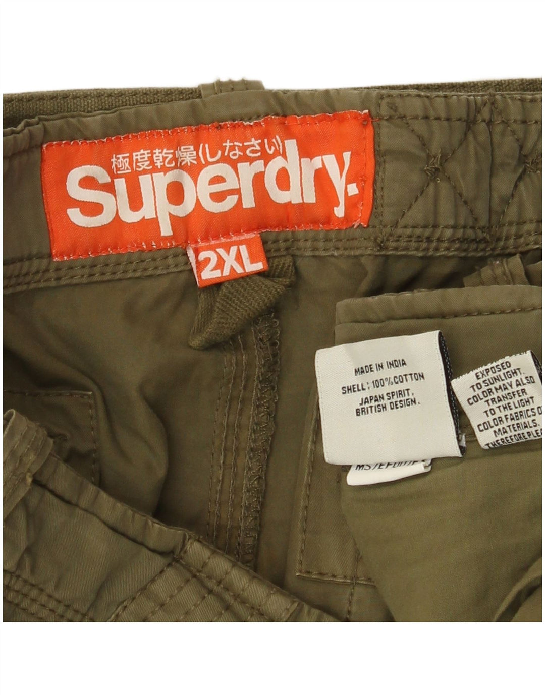 Superdry Mens Straight Cargo Trousers 2XL W42 L32 Khaki Cotton