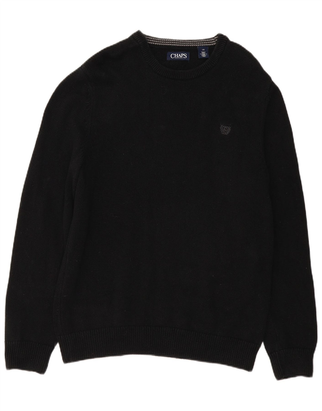 CHAPS Mens Crew Neck Jumper Sweater Large Black Cotton
