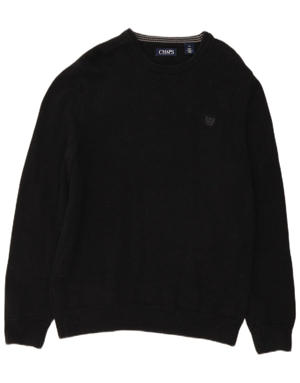 CHAPS Mens Crew Neck Jumper Sweater Large Black Cotton
