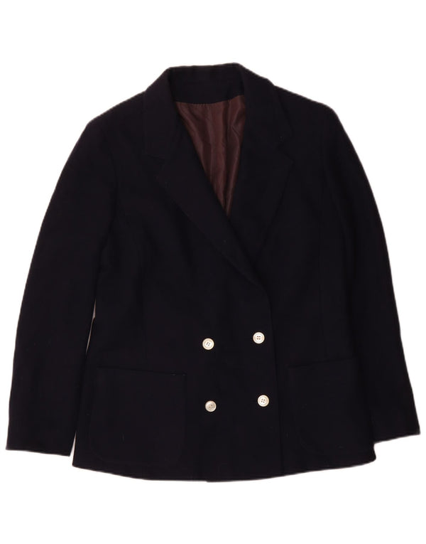 Vintage Womens Double Breasted Blazer Jacket IT 46 Large Navy Blue