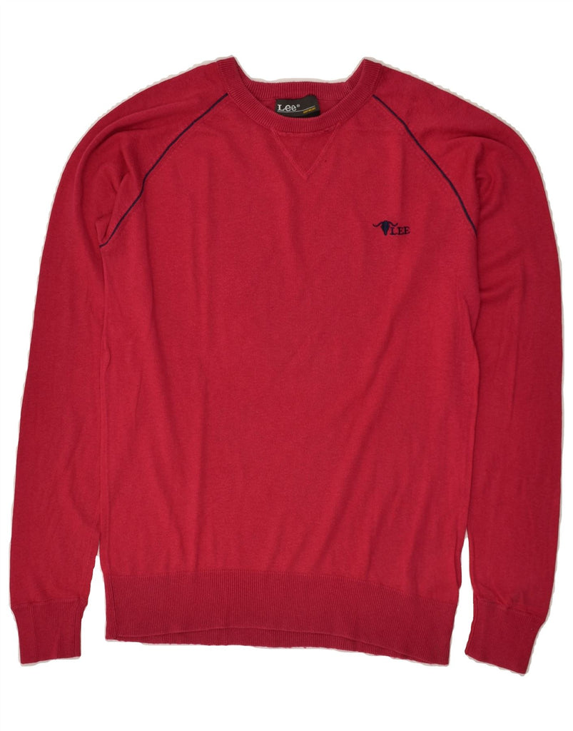 LEE Mens Crew Neck Jumper Sweater Medium Red Cotton | Vintage Lee | Thrift | Second-Hand Lee | Used Clothing | Messina Hembry 