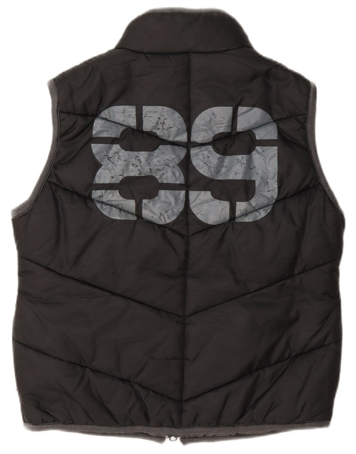 Dkny Womens Graphic Padded Gilet UK 14 Medium Black Nylon
