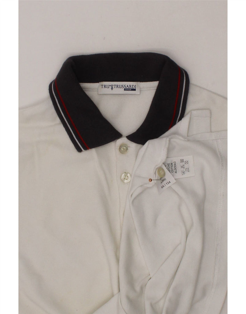 TRUSSARDI Boys Polo Shirt 8-9 Years White Cotton Vintage Trussardi and Second-Hand Trussardi from Messina Hembry 