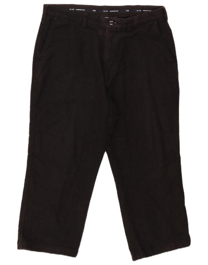 Marks & Spencer Mens Blue Harbour Capri Trousers W36 L23 Black Cotton