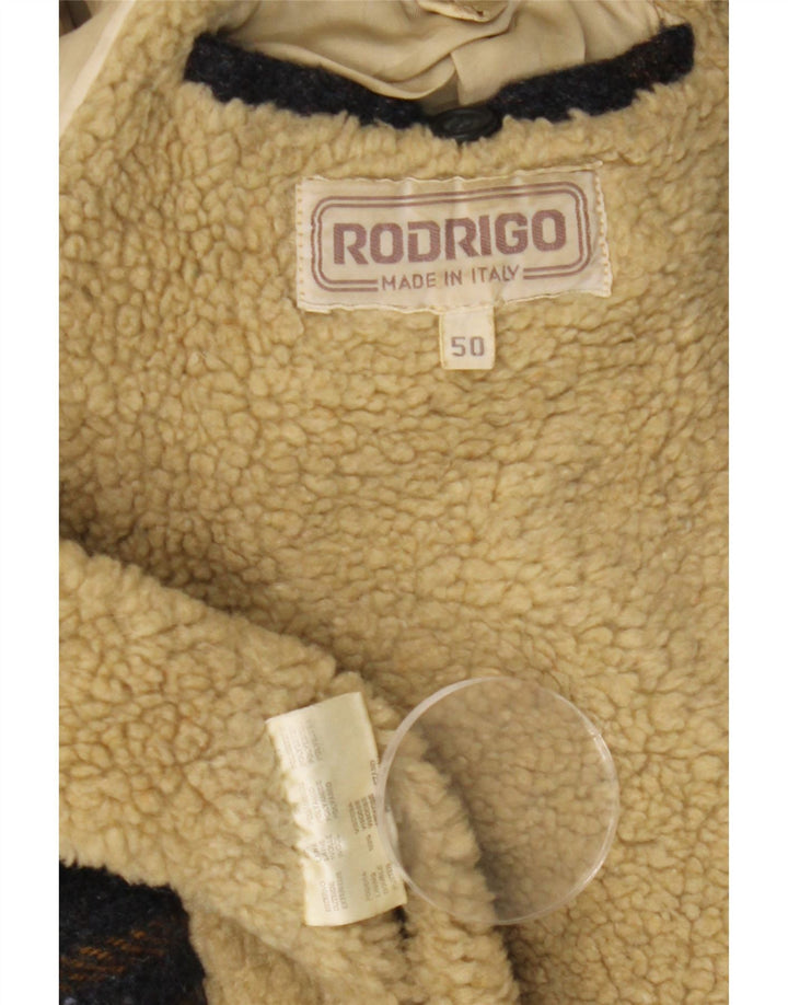 Rodrigo Mens Sherpa Bomber Jacket IT 50 Large Grey Check Wool