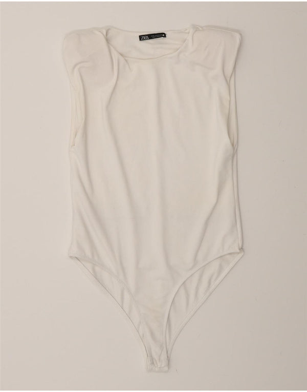 Zara Womens Bodysuit UK 12 Medium White