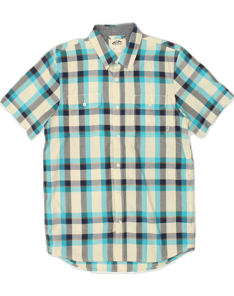 VANS Mens Short Sleeve Shirt Small Blue Check Cotton | Vintage Vans | Thrift | Second-Hand Vans | Used Clothing | Messina Hembry 