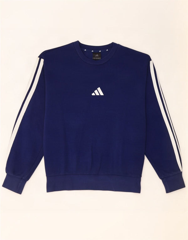 Adidas Mens Sweatshirt Jumper Medium Navy Blue Cotton