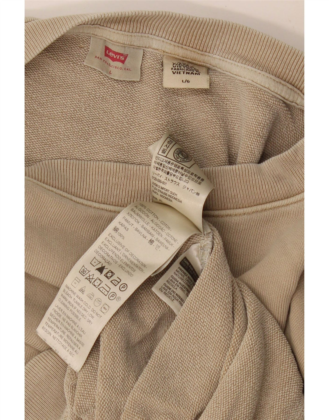 LEVI'S Mens Sweatshirt Jumper Large Beige Cotton