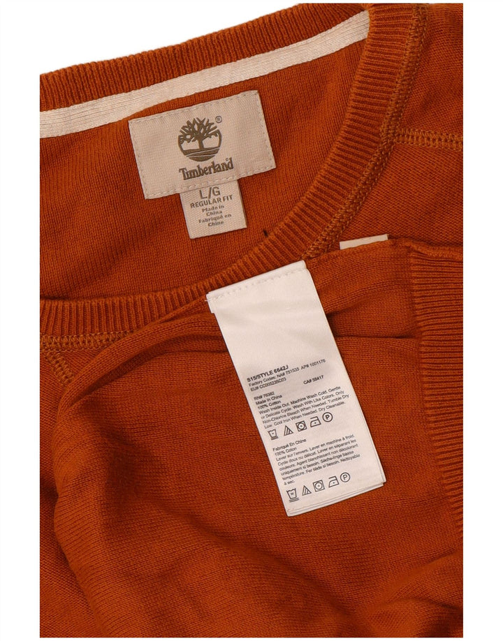 Timberland Mens Regular Fit Crew Neck Jumper Sweater Large Orange Cotton