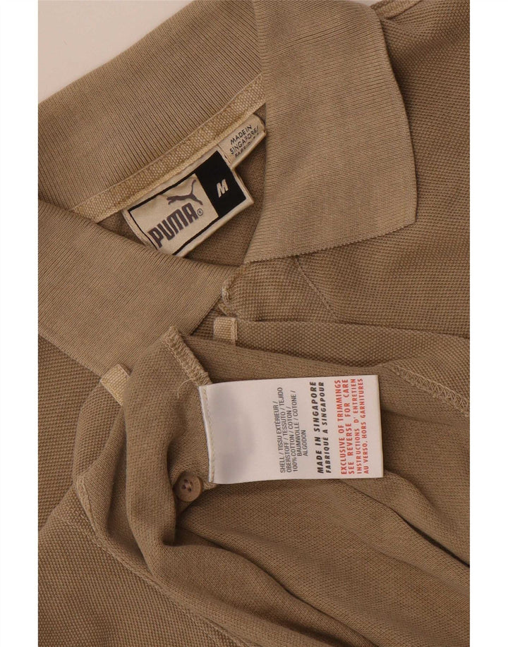 Puma Mens Polo Shirt Medium Beige Cotton