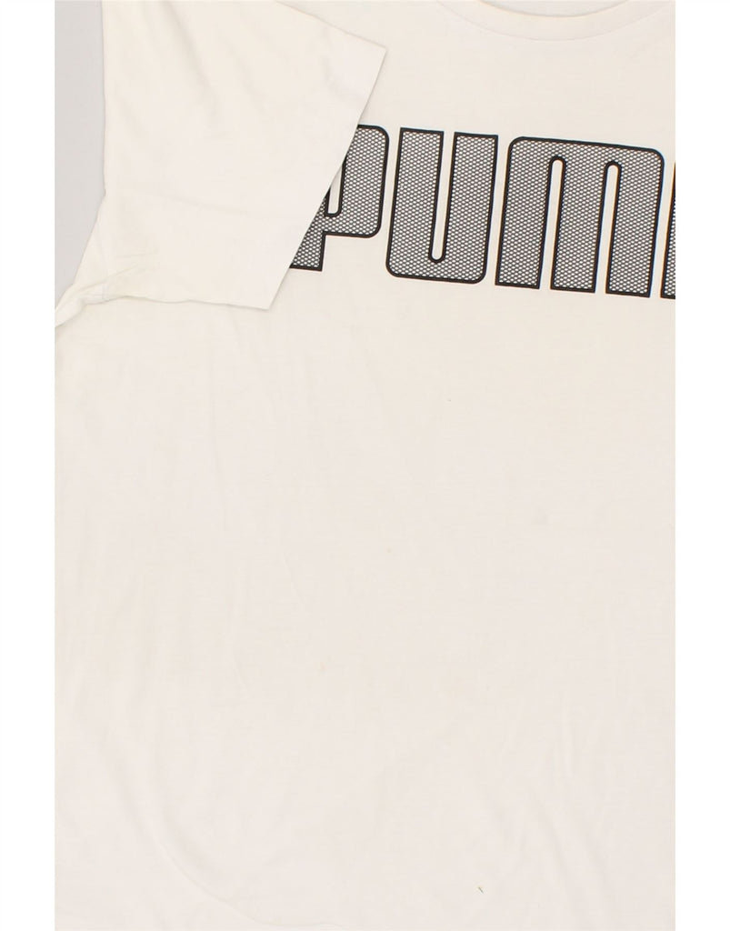 PUMA Mens Graphic T-Shirt Top Medium White Cotton | Vintage Puma | Thrift | Second-Hand Puma | Used Clothing | Messina Hembry 