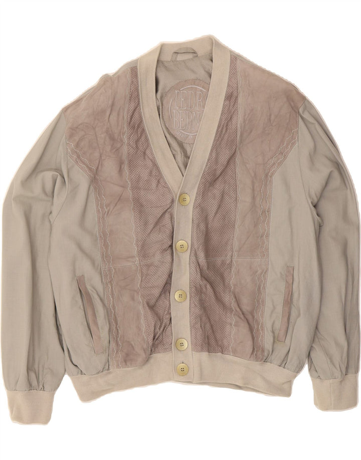 PEDRO BERNAT Mens Bomber Jacket UK 40 Large Grey Colourblock Vintage Pedro Bernat and Second-Hand Pedro Bernat from Messina Hembry 