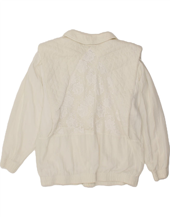 ALBA MODA Womens Bomber Jacket UK 16 Large White Vintage Alba Moda and Second-Hand Alba Moda from Messina Hembry 