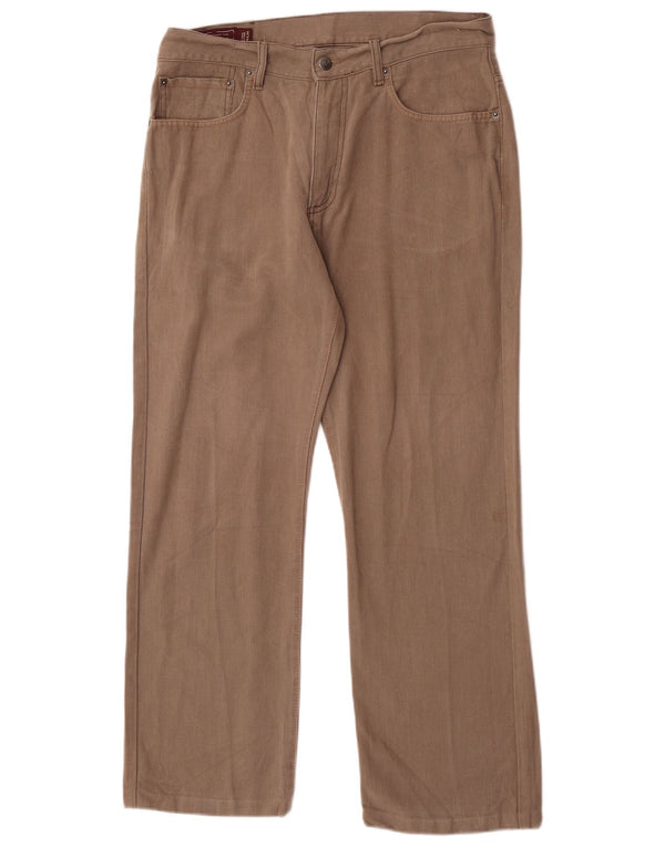 Marlboro Classics Mens Straight Casual Trousers W34 L29 Brown Cotton