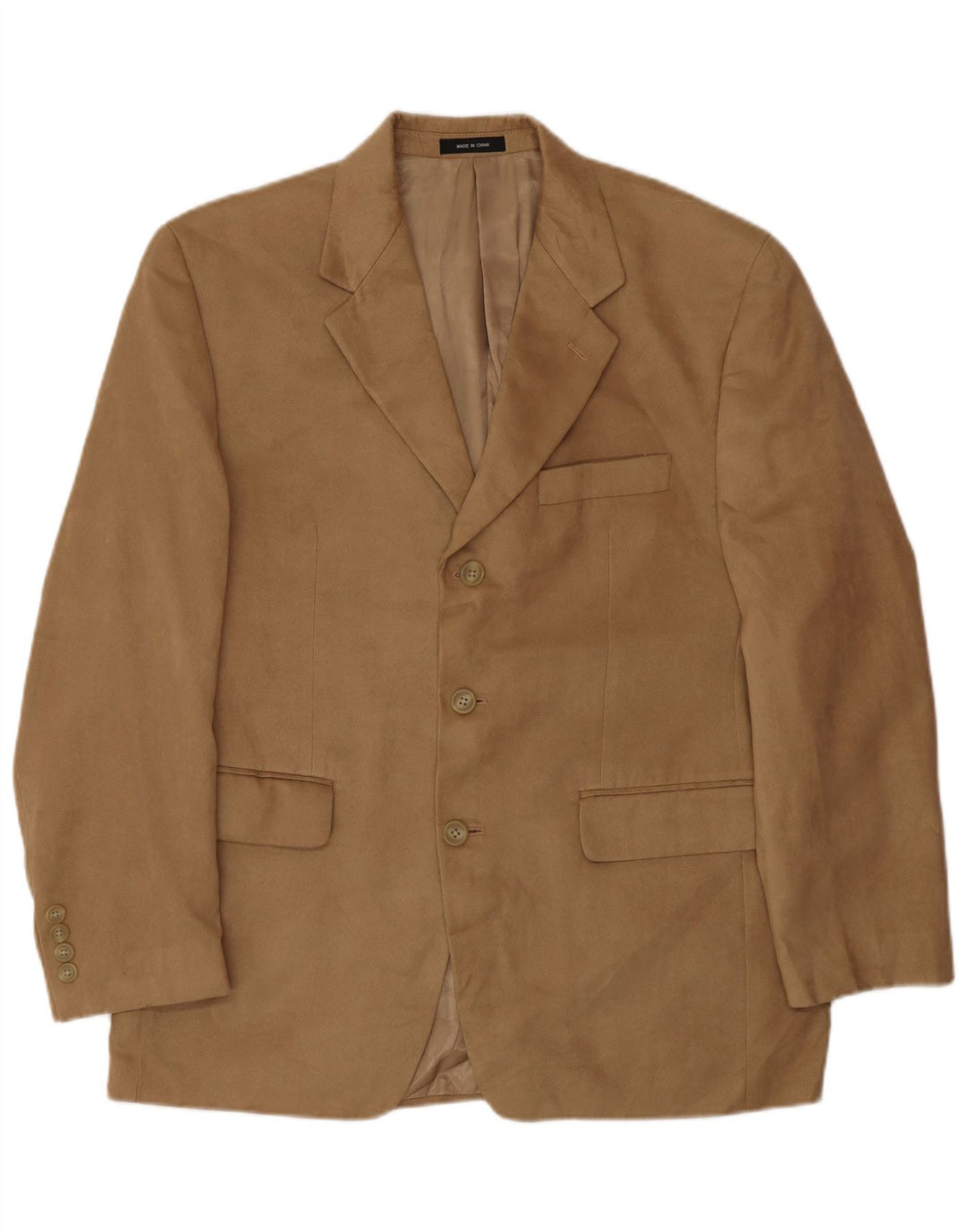Chaps Mens 3 Button Blazer Jacket UK 38 Medium Beige Polyester