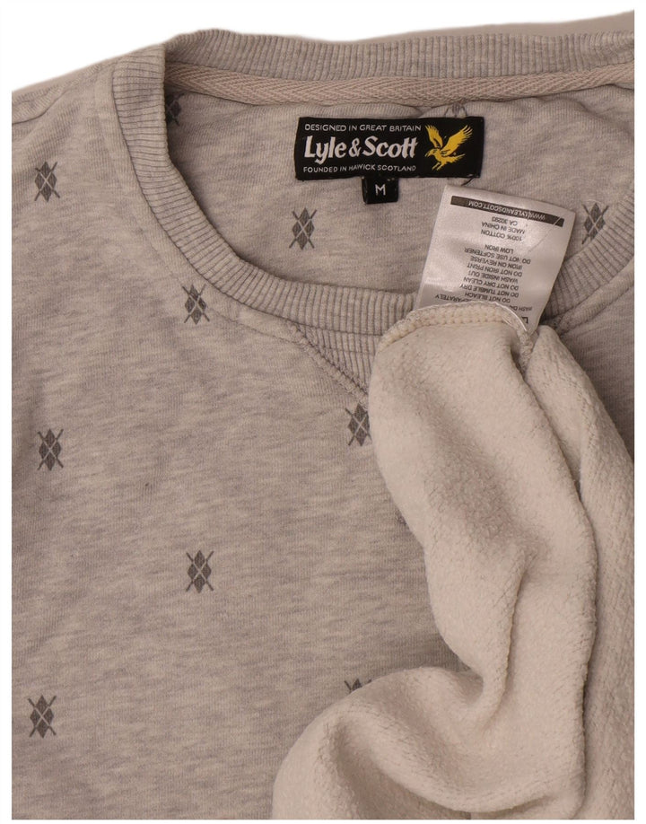 Lyle & Scott Mens Abstract Pattern Sweatshirt Jumper Medium Grey Cotton
