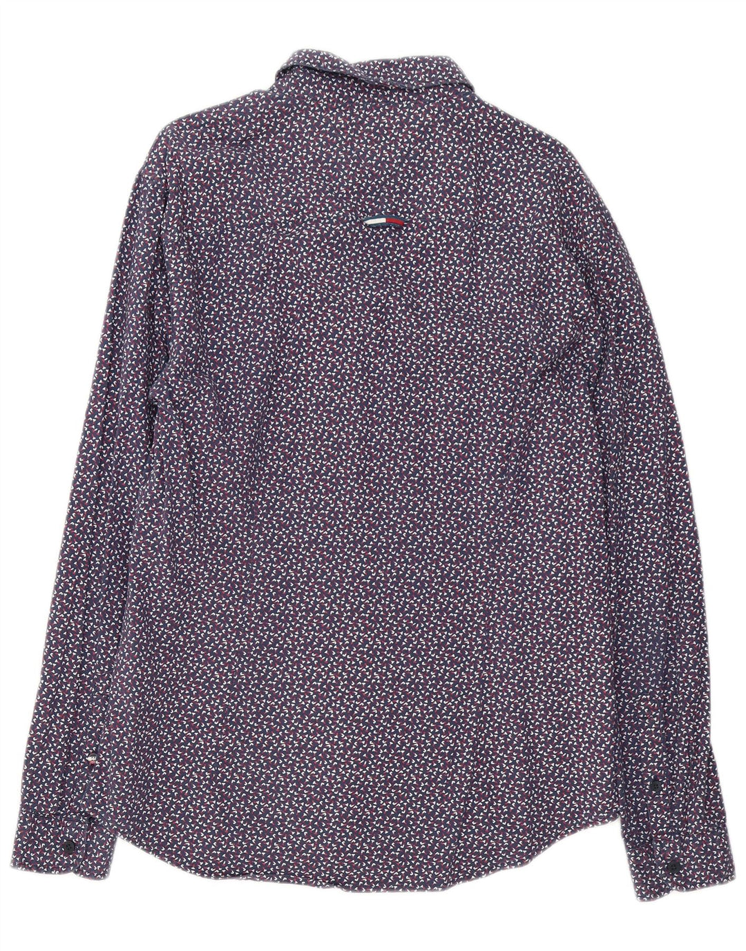 Tommy Hilfiger Mens Shirt Large Navy Blue Spotted Cotton