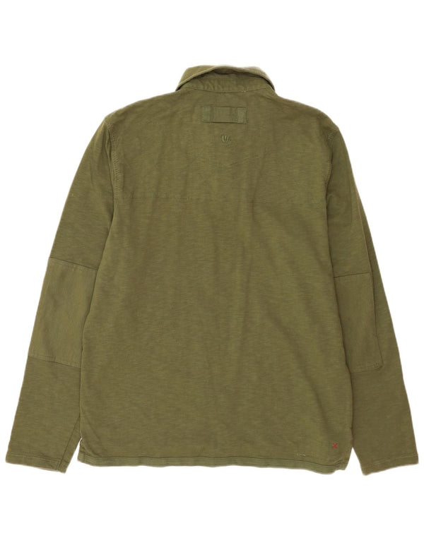 Fat Face Mens Long Sleeve Rugby Polo Shirt Large Khaki Cotton