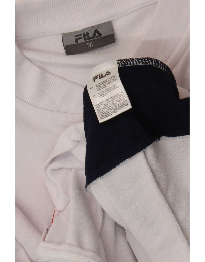 Fila Womens Tracksuit Top Jacket UK 14 Medium White Colourblock Cotton
