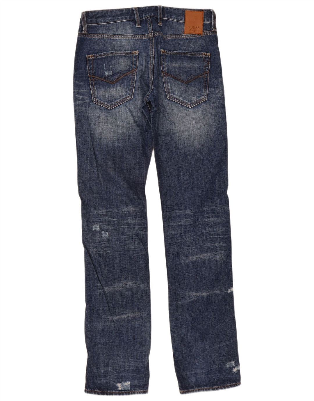 GUESS Mens Vermont Distressed Slim Jeans W29 L34 Blue Cotton