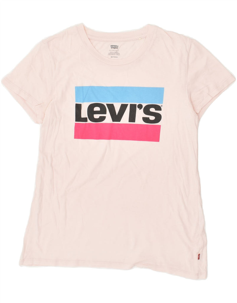 LEVI'S Womens Graphic T-Shirt Top UK 6 XS Pink Cotton | Vintage Levi's | Thrift | Second-Hand Levi's | Used Clothing | Messina Hembry 