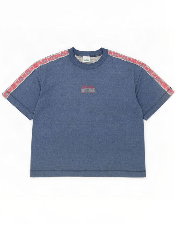 Diadora Womens Graphic T-Shirt Top UK 14 Medium Navy Blue Cotton