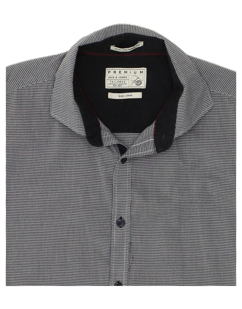 JACK & JONES Mens Shirt Large Grey Check Cotton | Vintage Jack & Jones | Thrift | Second-Hand Jack & Jones | Used Clothing | Messina Hembry 