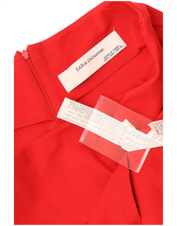 Zara Womens Pencil Skirt Large W30  Red Viscose