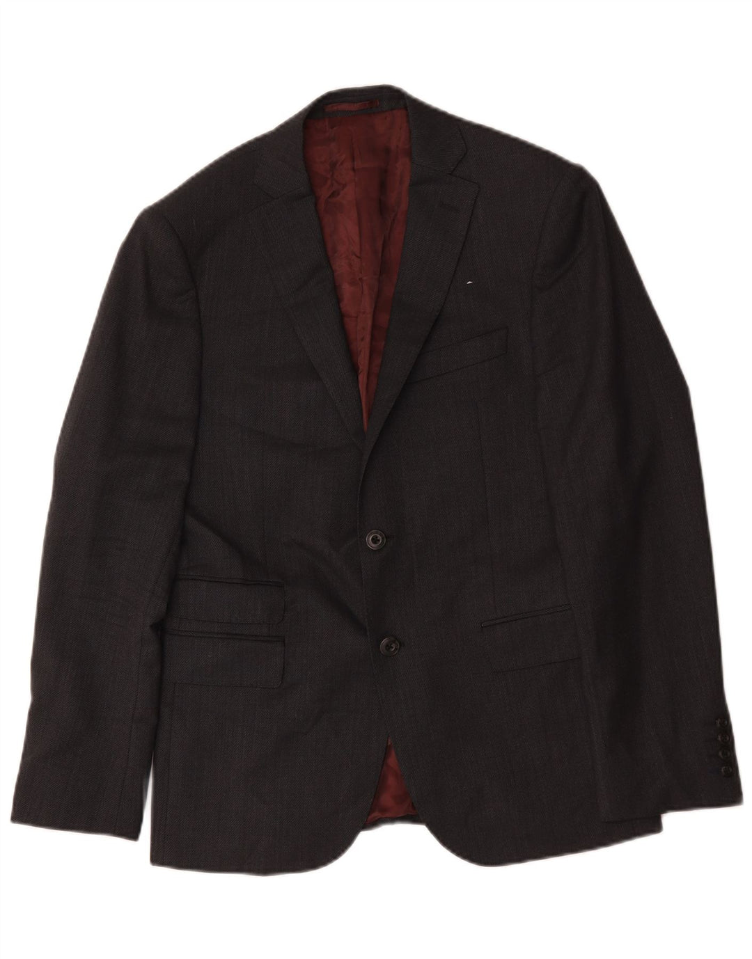 Marks & Spencer Mens 2 Button Slim Fit Blazer Jacket UK 38 Medium Grey Wool