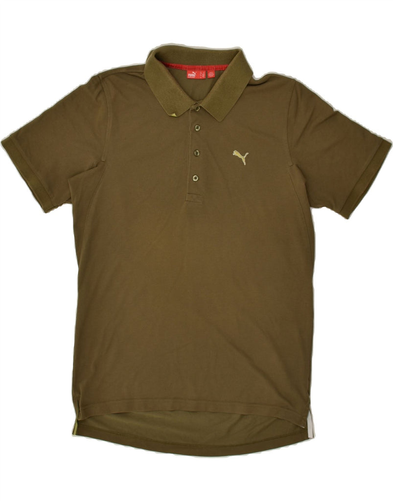 PUMA Mens Polo Shirt Medium Khaki Cotton | Vintage Puma | Thrift | Second-Hand Puma | Used Clothing | Messina Hembry 