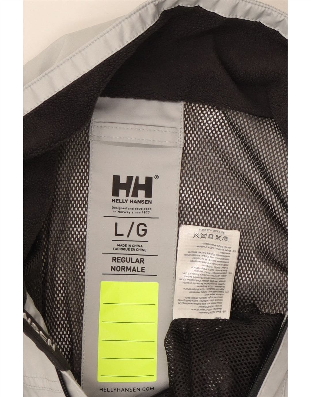 Helly Hansen Mens Graphic Rain Jacket UK 40 Large Grey Polyester