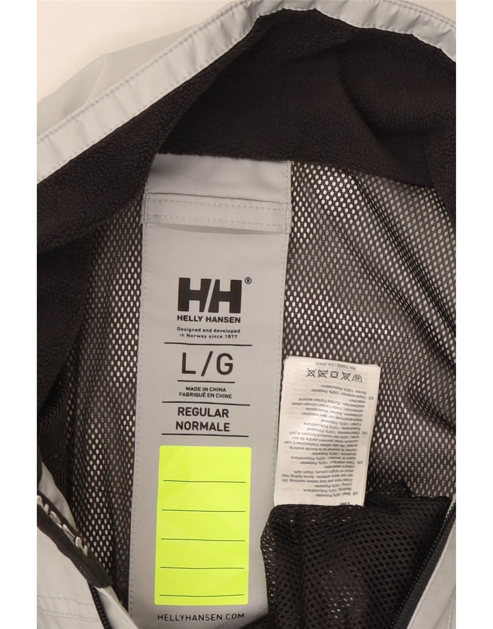 Helly Hansen Mens Graphic Rain Jacket UK 40 Large Grey Polyester
