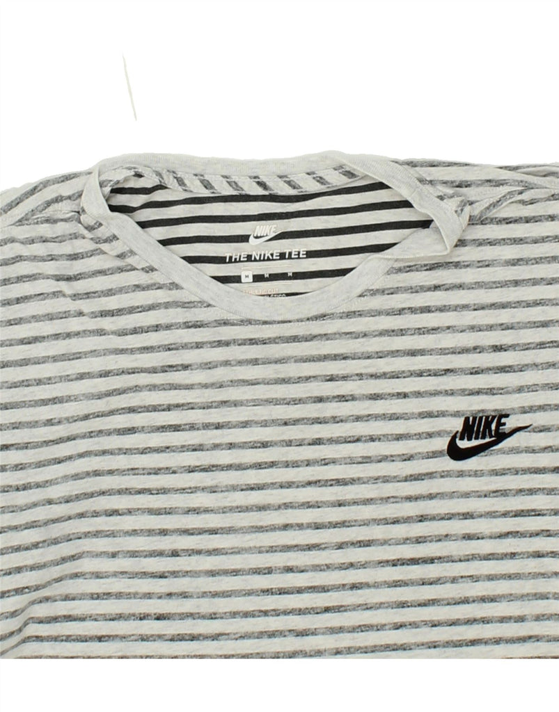 NIKE Mens T-Shirt Top Medium Grey Striped Cotton Vintage Nike and Second-Hand Nike from Messina Hembry 