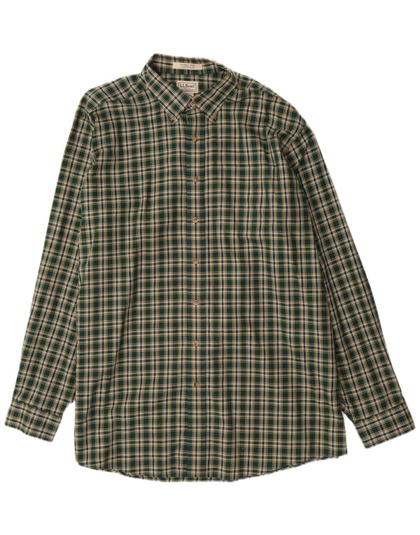 L.L.BEAN Mens Tall Traditional Fit Flannel Shirt XL Green Check Cotton