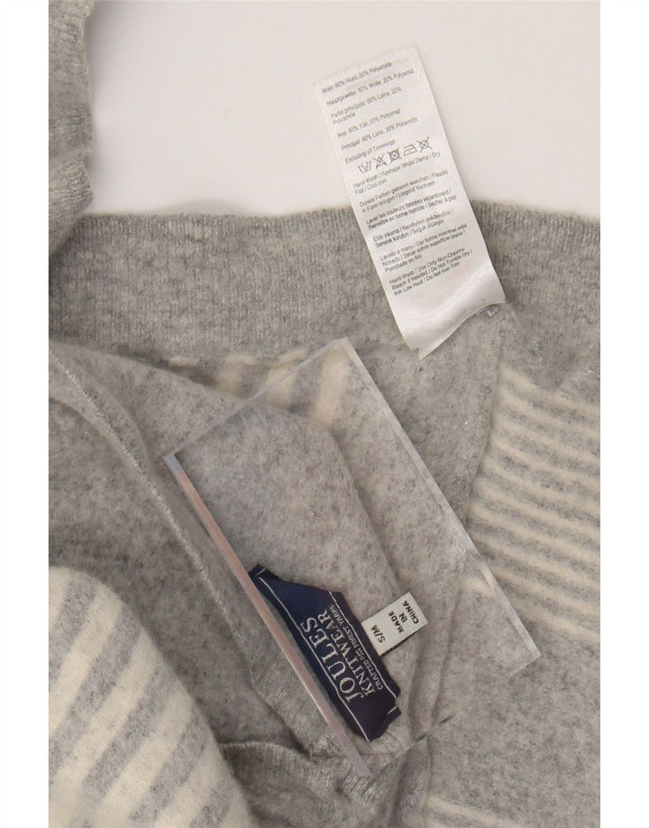JOULES Womens Poncho Cardigan Sweater UK 10 Small Grey Striped Wool