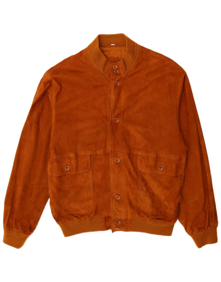 Vintage Mens Suede Bomber Jacket IT 56 3XL Brown Leather