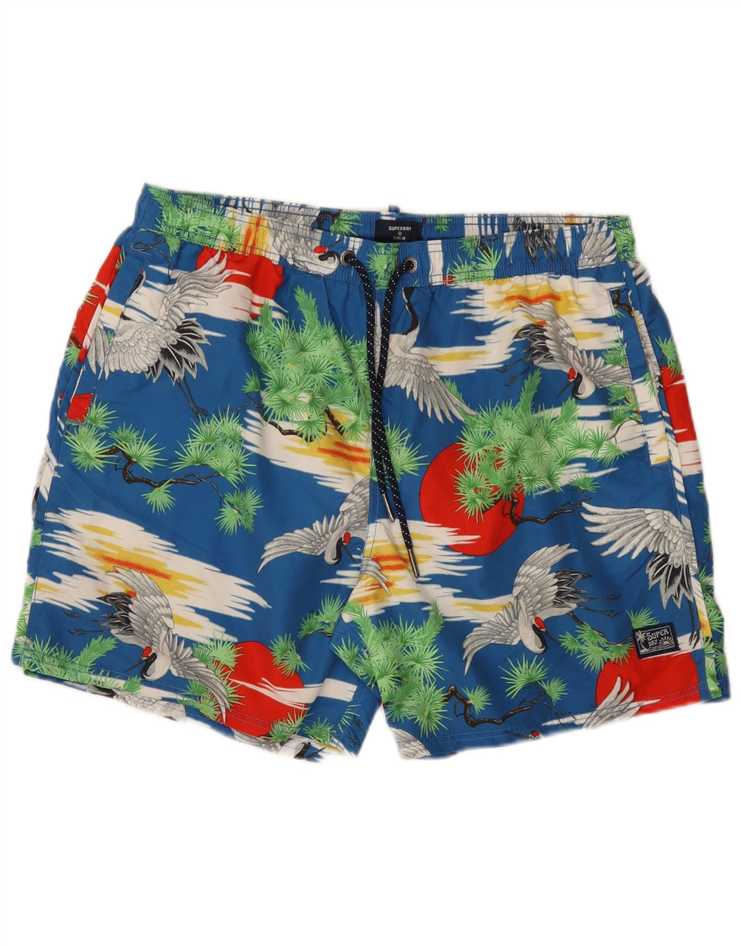 Superdry Mens Regular Swimming Shorts 2XL Blue Polyester Hawaiian
