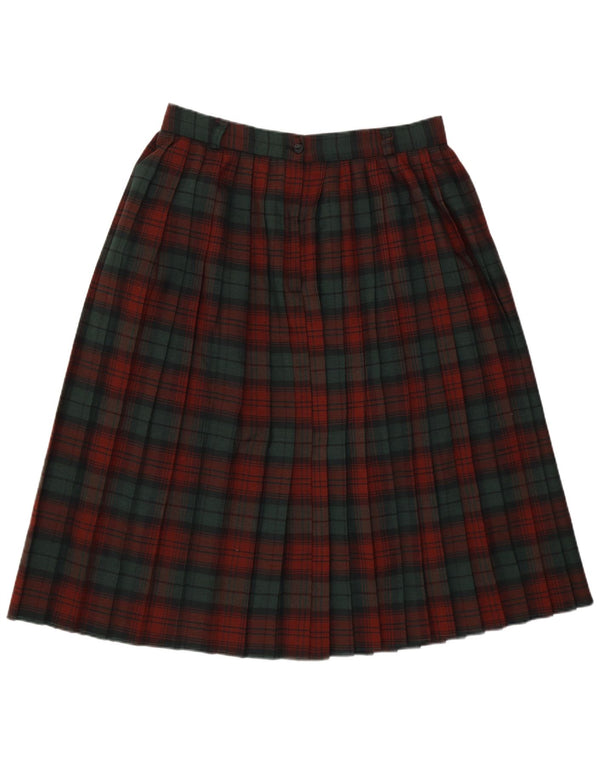 Vintage Womens Knife Pleated Skirt W30 Medium Green Plaid