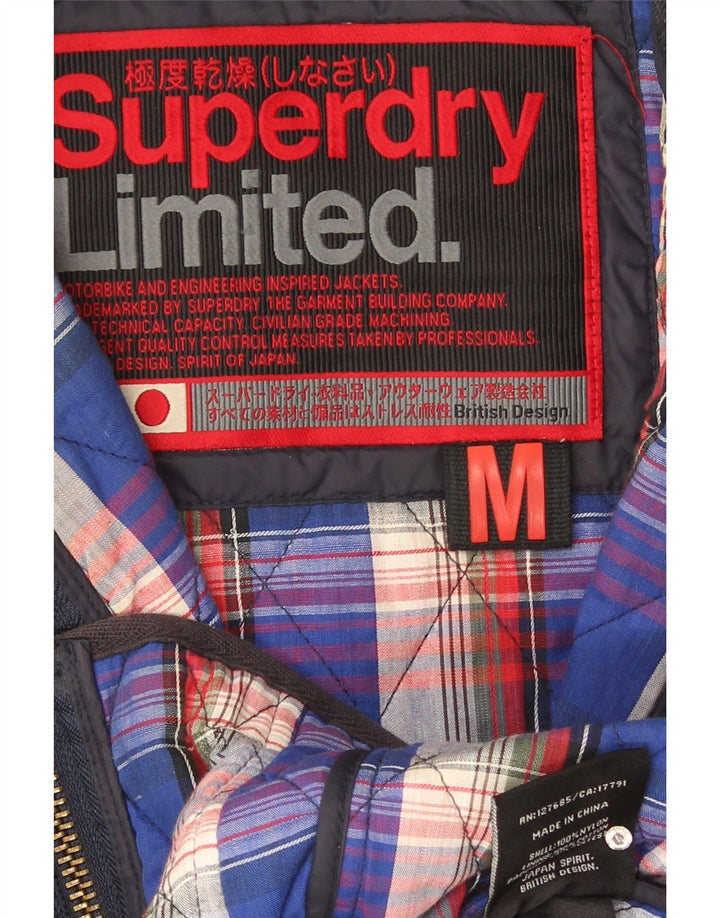 Superdry Womens Quilted Jacket UK 12 Medium Navy Blue Nylon
