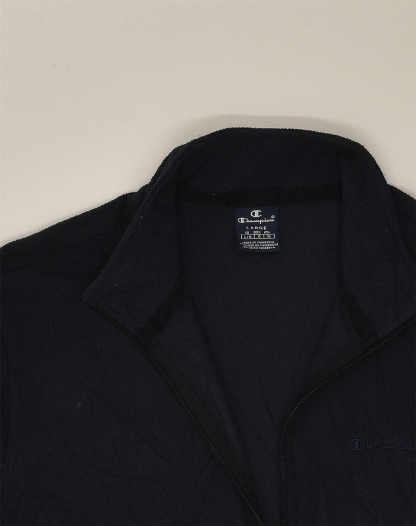 CHAMPION Mens Fleece Jacket UK 40 Large Navy Blue Polyester | Vintage Champion | Thrift | Second-Hand Champion | Used Clothing | Messina Hembry 