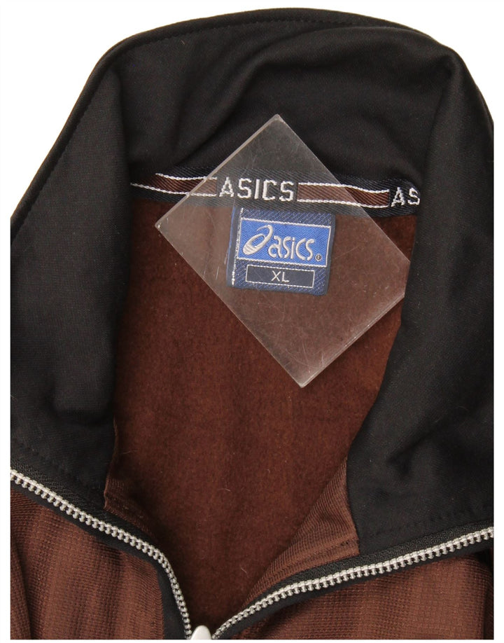 Asics Mens Graphic Tracksuit Top Jacket XL Brown Colourblock