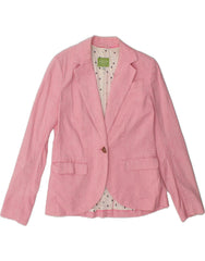 JOULES Womens 1 Button Blazer Jacket UK 10 Small Pink Cotton