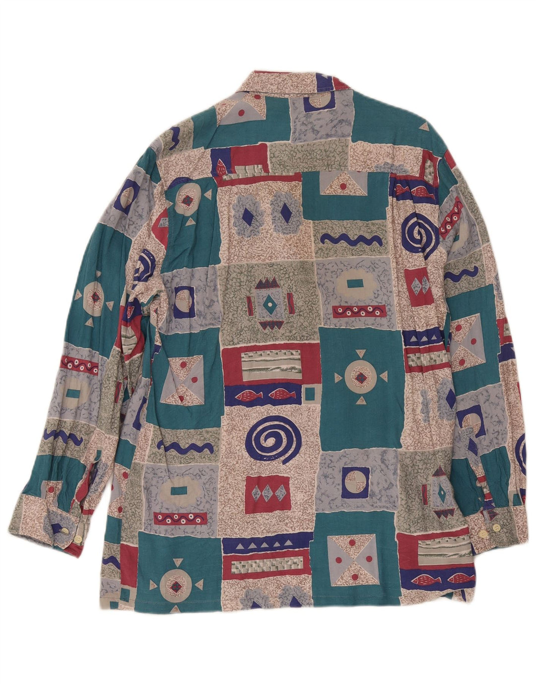 Vintage Mens Shirt UK 15 1/2 Medium Multicoloured Patchwork Retro